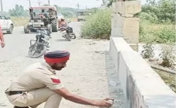 गांव लाहड़ी महंता के श्मशानघाट की दीवार पर देश विरोधी का लिख दिया था नारा