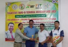 ਬੋਧੀ ਧਰਮਨ ਮਾਰਸ਼ਲ ਆਰਟ ਅਕੈਡਮੀ ਵਿੱਚ ਥਾਂਗ- ਤਾ ਐਸੋਸੀਏਸ਼ਨ ਆਫ ਪੰਜਾਬ ਦੁਆਰਾ ਪੰਜਾਬ ਸਟੇਟ ਟੈਕਨੀਕਲ ਵਰਕਸ਼ਾਪ ਲਗਾਈ ਗਈ