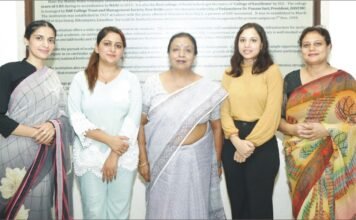 एच.एम.वी. की एम.वॉक कॉस्मेटालिजी एंड वैलनेस सेमेस्टर-4 की छात्राएं यूनिवर्सिटी में छाईं कॉस्मेटालिजी