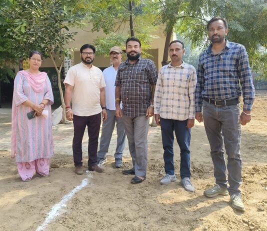ਸੈਂਟਰ ਪੱਧਰੀ ਪ੍ਰਾਇਮਰੀ ਸਕੂਲ ਖੇਡਾਂ ਲਈ ਗਰਾਊਂਡ ਦੀ ਹੋਈ ਮਾਰਕਿੰਗ