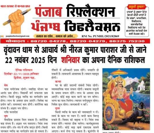 वृंदावन धाम से आचार्य श्री नीरज कुमार पाराशर जी से जाने 22 नवंबर 2025 दिन शनिवार का अपना दैनिक राशिफल