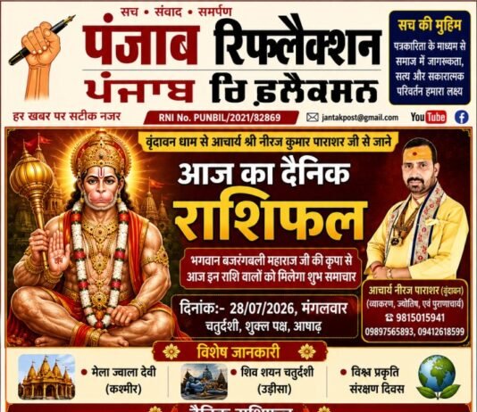 वृंदावन धाम से आचार्य श्री नीरज कुमार पाराशर जी से जाने 28 जुलाई 2026 दिन मंगलवार का अपना दैनिक राशिफल