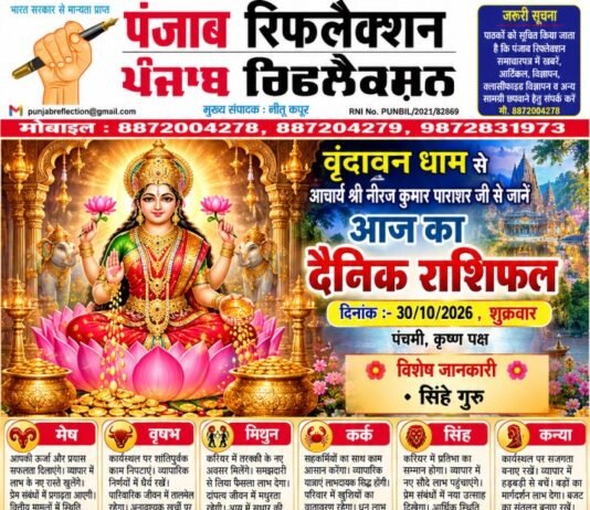 वृंदावन धाम से आचार्य श्री नीरज कुमार पाराशर जी से जाने 30-10-26 दिन शुक्रवार का अपना दैनिक राशिफल